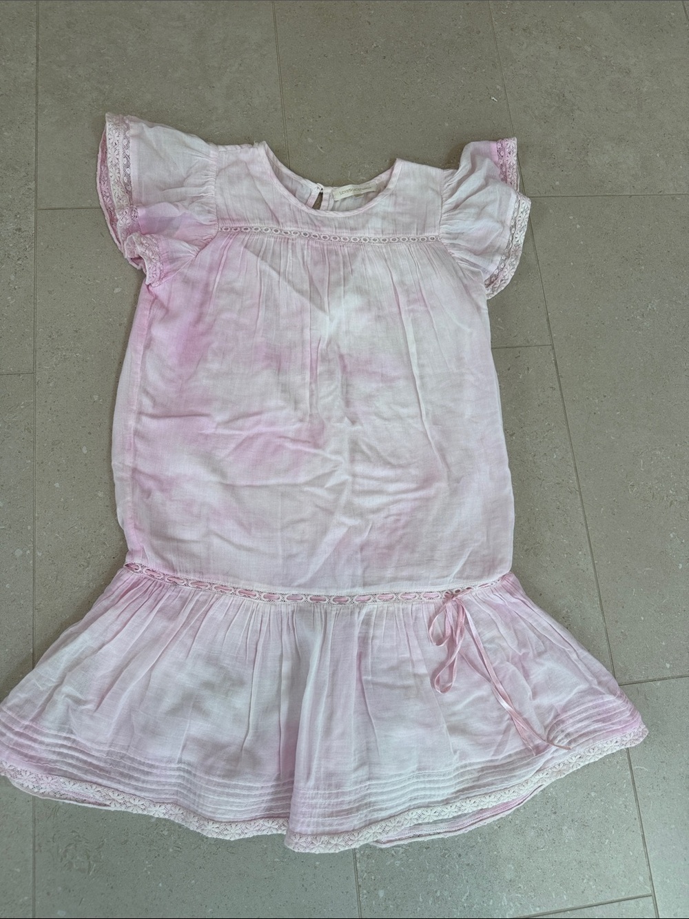 LoveShackFancy Light Pink Cotton Flutter Sleeve Dress